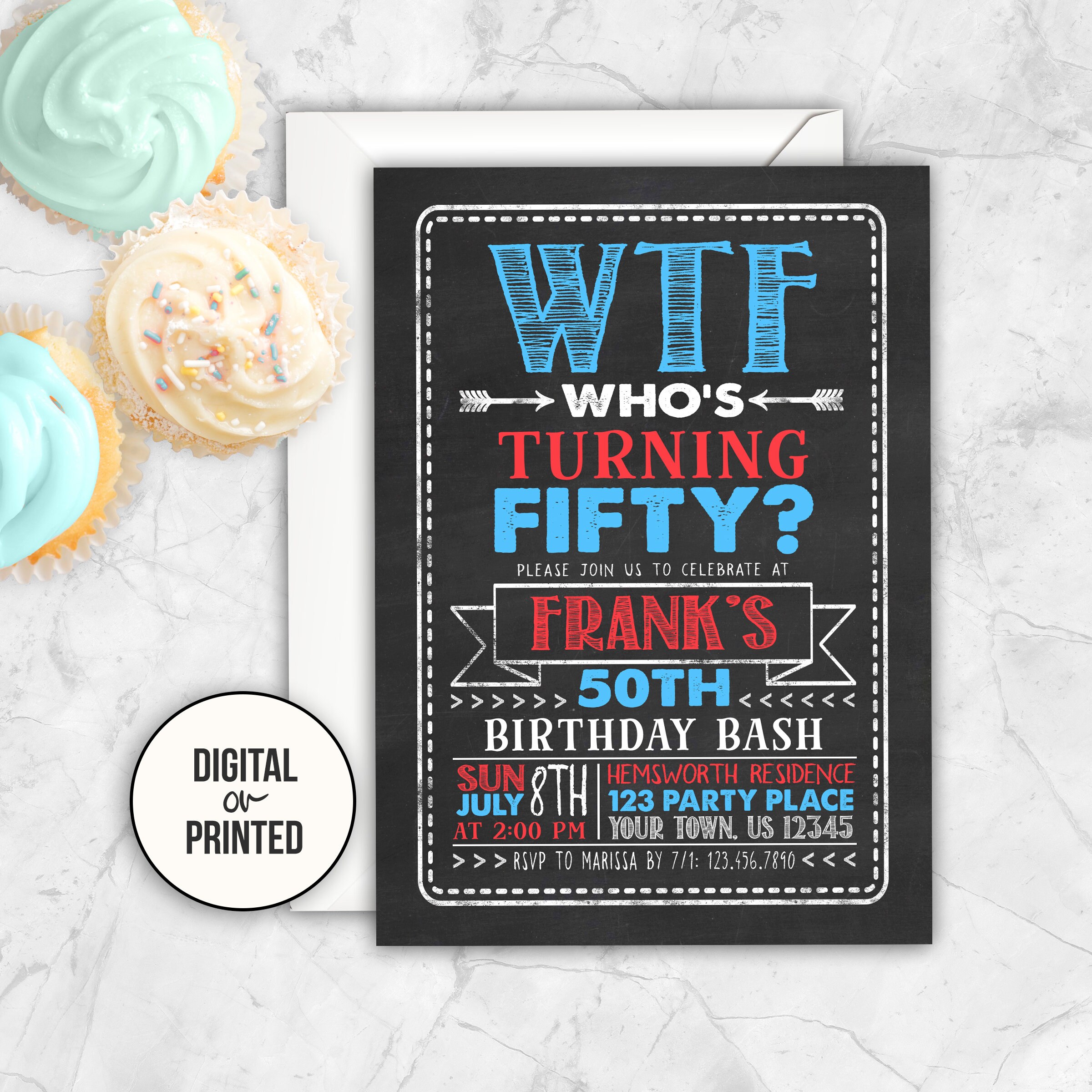 Wtf Anniversaire Wtf Fete Wtf Invitation 50e Anniversaire 40e Etsy Canada