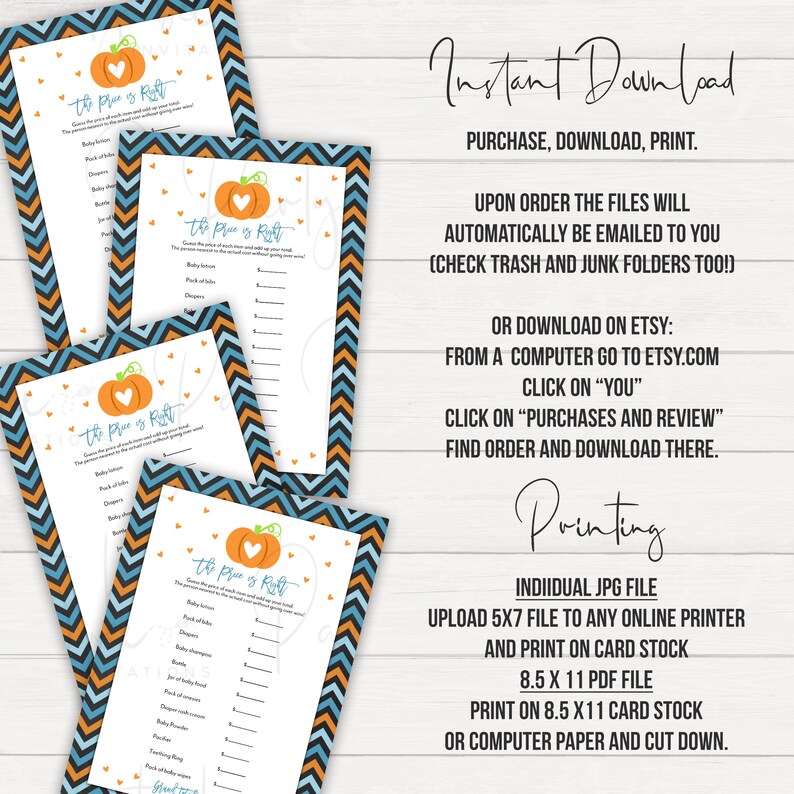 Halloween Baby Shower Games Instant Download The Price is Right Shower Game for Boy Baby Shower Pricing Game Halloween Baby Shower Games
