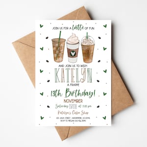 Coffee Birthday Invitation, Latte of Fun, Frappe Birthday, Coffee Invitation, Coffee Theme, Coffee Party, Editable Invitation, Templett