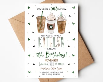 Coffee Birthday Invitation • Latte of Fun • Frappe Birthday • Coffee Theme • Coffee Party • Editable Invitation • Instant Download Template