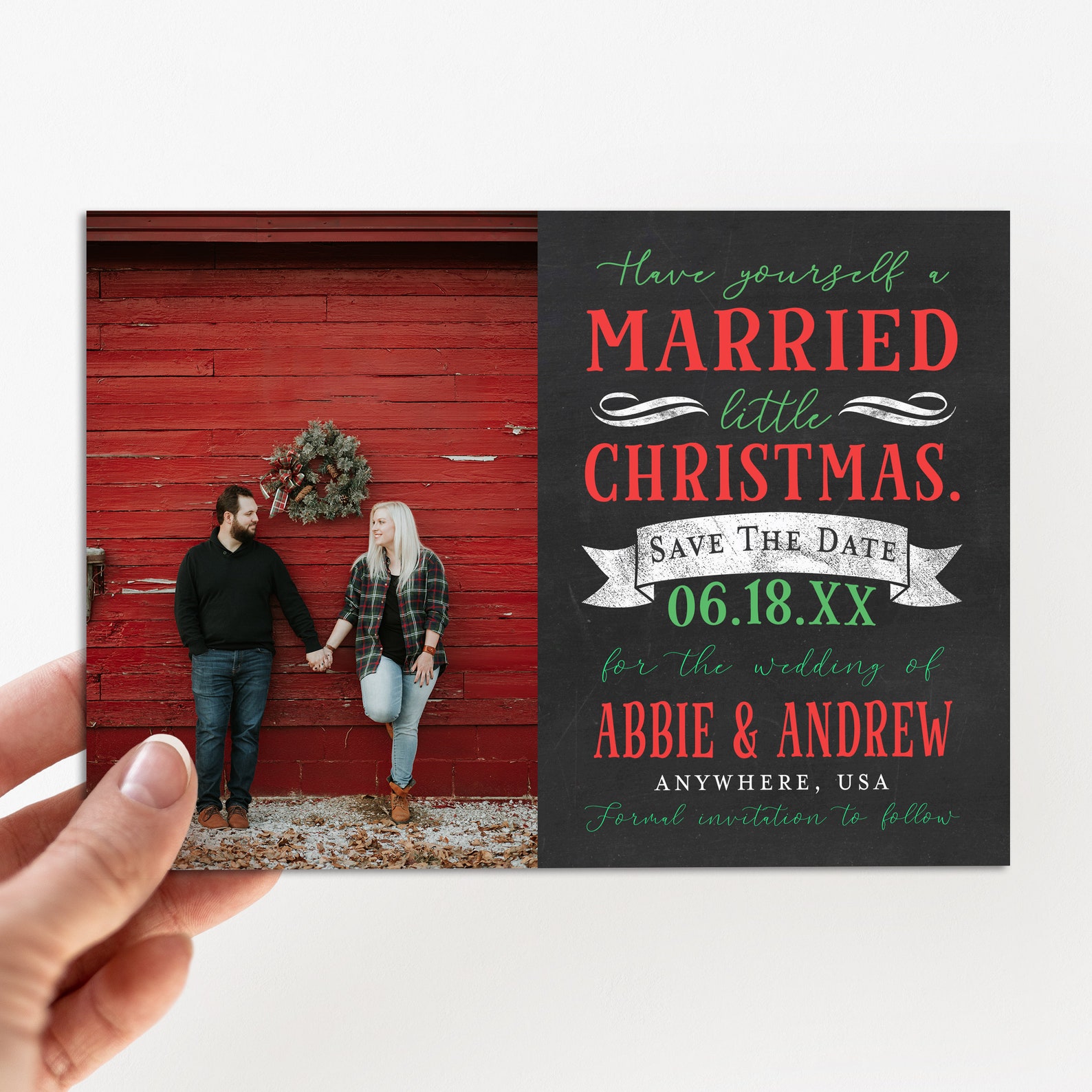 Wedding Thank You Card Christmas Wedding Photo Thank You Card - Etsy