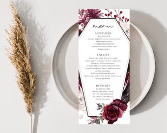 Wedding Dinner Menu, Gothic Coffin Design | Editable Template, Digital Download | 4x9