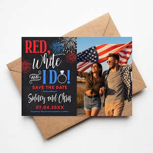 4th of July Save The Date · Red White and I Do · Save The Date · Editable Template · Instant Download · 4th of July Wedding