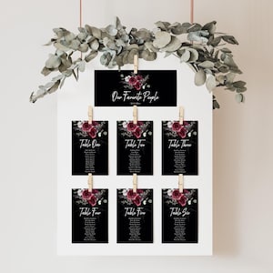 Hochzeit Sitzplan, Halloween-Hochzeit, Bis der Tod uns scheidet, Gothic Hochzeit, Tischnummern, Sitzplan, Hängekarten, Bearbeiten Templett