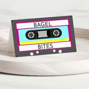 80s Party • 90s Party • 80s Birthday • 90s Birthday • Neon Birthday Party • Food Labels • Place Cards • Instant Download • Editable Template