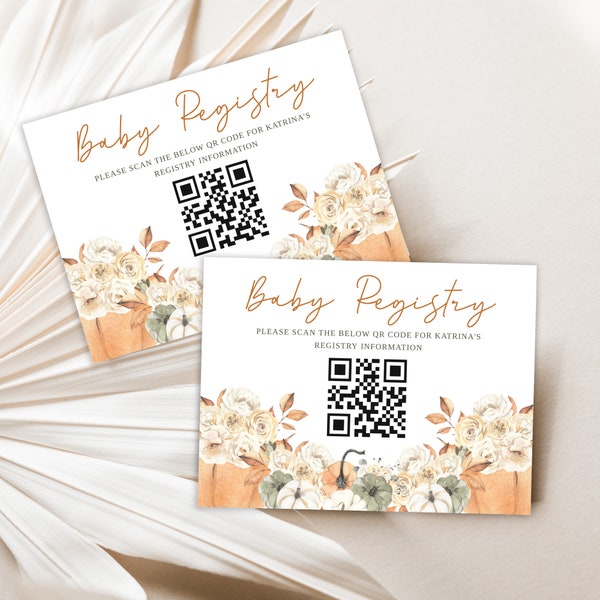 Baby Registry Card, Fall Baby Shower, Fall in Love, Pumpkin Baby Shower, Little Pumpkin, Registry Insert Card, Editable Template