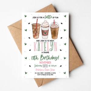 Coffee Birthday Invitation, Latte of Fun, Frappe Birthday, Coffee Invitation, Coffee Theme, Coffee Party, Editable Invitation, Templett