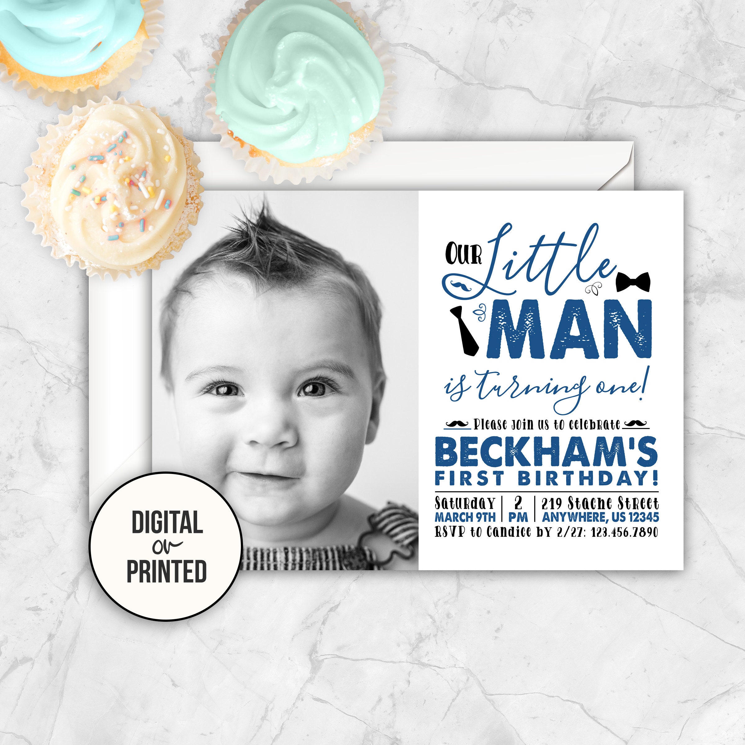 Little Man Geburtstag Einladung 1. Geburtstag Erster Etsy