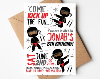 Ninja Birthday Party, Ninja Invitation, Karate Birthday, Kids Birthday Invitation, Editable, Instant Download, Edit with Templett