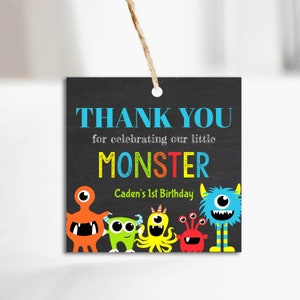 Monster Birthday Party, Monster Theme, Monster 1st Birthday, Monster Favor Tags, Instant Download, Editable Tag, Edit with Templett