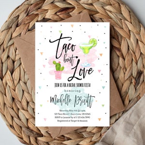 Taco Bout Love, Bridal Shower Invitation, Taco Theme, Cinco de Mayo Bridal Shower, Instant Download, Edit with Template, Invitation Template image 1