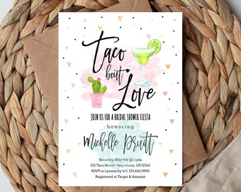 Taco Bout Love, Bridal Shower Invitation, Taco Theme, Cinco de Mayo Bridal Shower, Instant Download, Edit with Template, Invitation Template