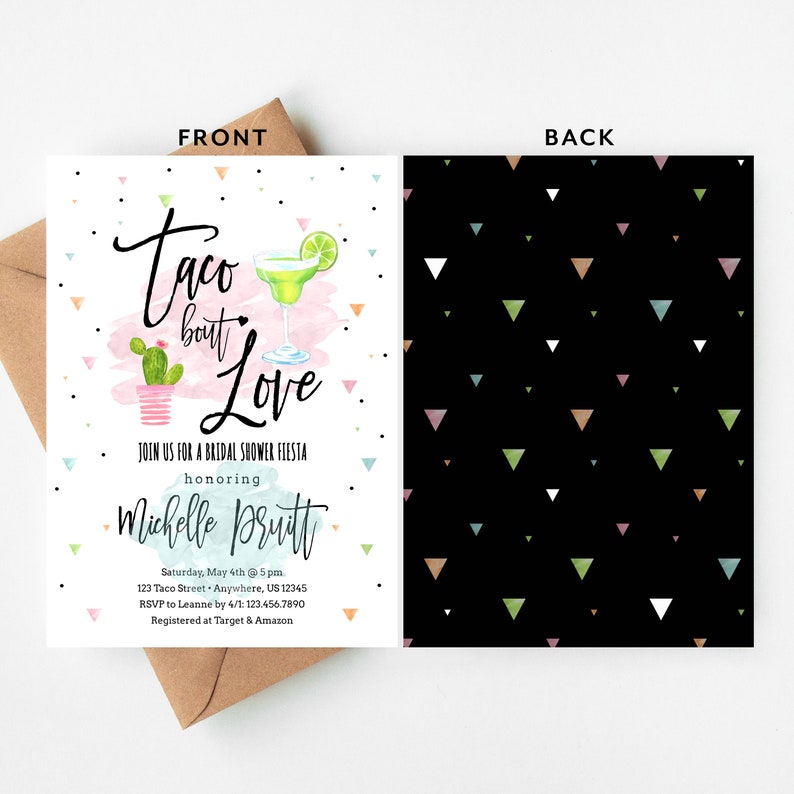 Taco Bout Love, Bridal Shower Invitation, Taco Theme, Cinco de Mayo Bridal Shower, Instant Download, Edit with Template, Invitation Template image 2