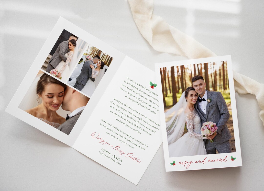 Christmas Wedding Thank You Card Newlywed Holiday Design Digital or — free download