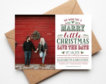 Marry Little Christmas Save the Date, Married Christmas, Marry and Bright, Editable Save The Date, Instant Download, Editable Template