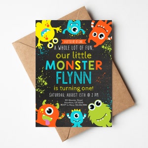 Monster Birthday Invitation Monster First Birthday Invitation Monster 1st Birthday A Little Cake A Lot Of Fun Editable Through Templett