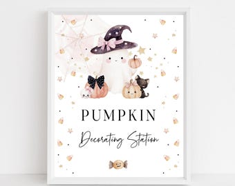 Pumpkin Decorating Sign, Kids Halloween Party, Editable Template - 8x10 Digital Printable, Instant Download