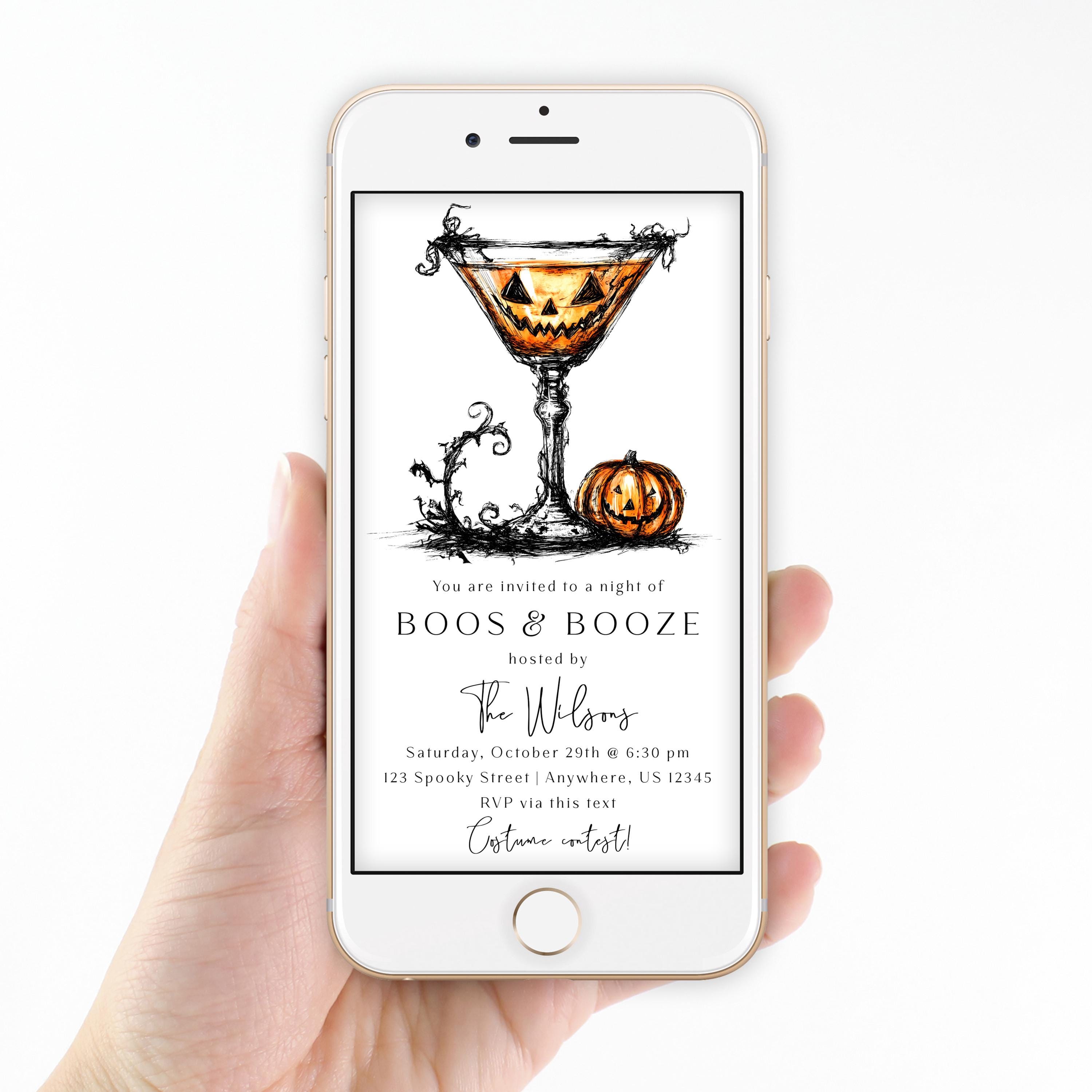 Boos and Booze Invitation, Halloween Party Invitation, Halloween Party ...