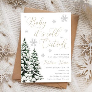 Baby It's Cold Outside Baby Shower Invitation, Winter Wonderland Theme - Christmas Baby Shower | 5x7 Editable Digital File