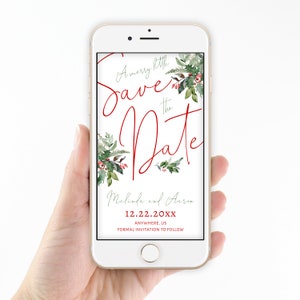 Christmas Save The Date, Electronic Text Message, Save The Date, Marry Christmas, Married Little Christmas, Smartphone Invitation, Editable