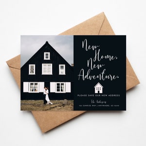 New Home Announcement, New House Card, New Home New Adventure, House Announcement, Moving Card, Instant Download, Edit with Templett