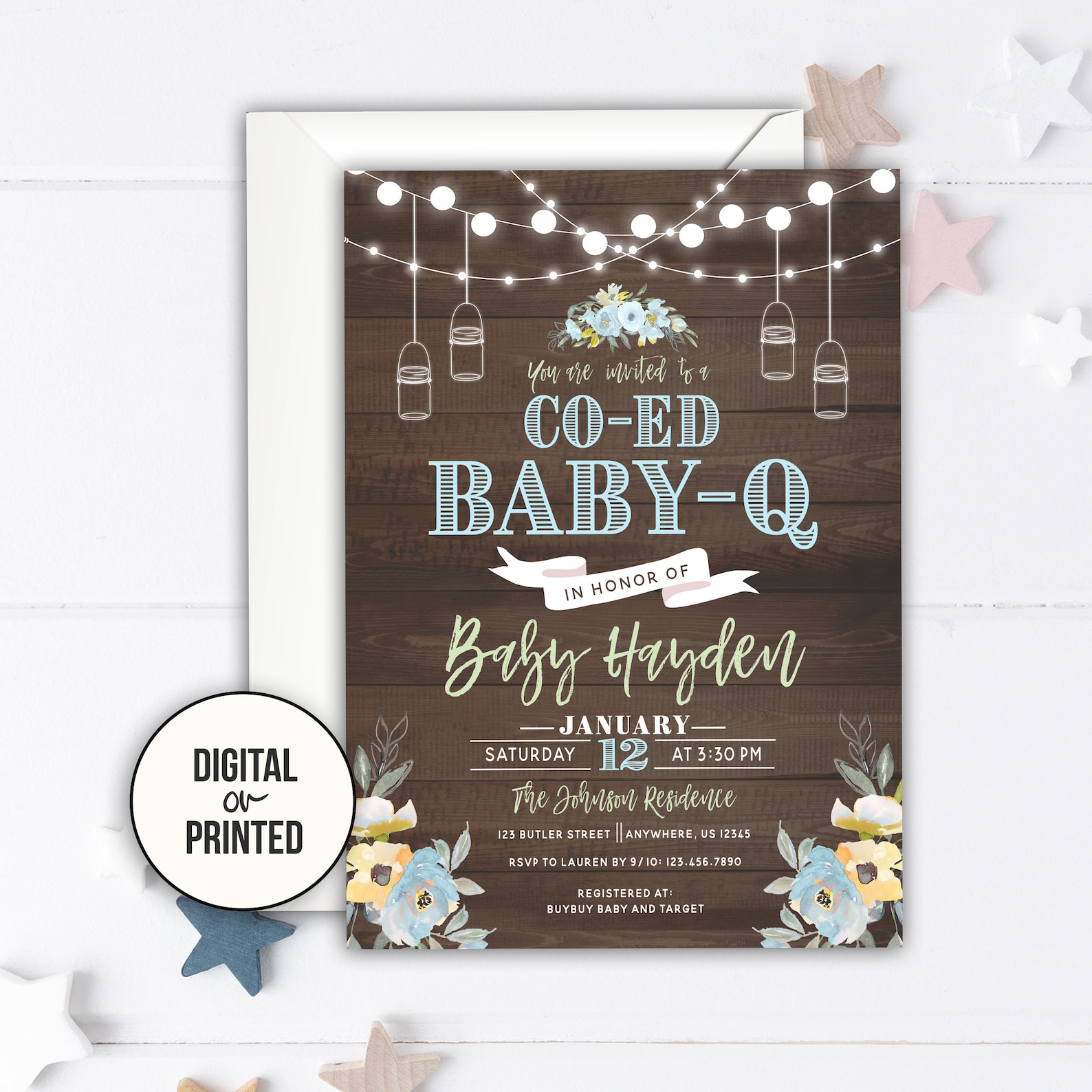 Baby Q Invitation BabyQ Invitation Coed Baby Q boy Baby Etsy
