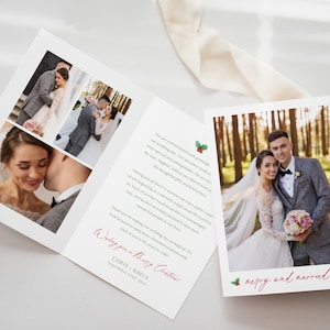 Weihnachtshochzeits-Dankeskarten, Brautpaar-Dankeskarte, Weihnachtskarte für Brautpaare, Hochzeit-Dankeschön, sofortiger Download, bearbeitbare Datei