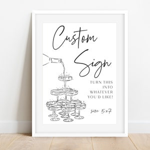 Champagne Tower Sign · Bridal Shower & Engagement Party Decor · Custom 5x7 Editable Sign · Printable Wedding Sign · Instant Download