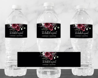 Til Death Do Us Part, Water Bottle Label, Halloween Engagement Party, Water Bottle Template, Fall in Love, Instant Download, Editable