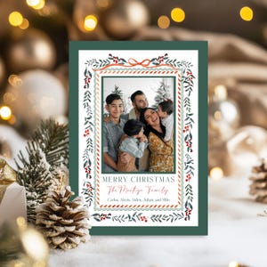 Traditional Christmas Garland Photo Card, Red & Green Holiday Photo Card, Classic Christmas Family Card