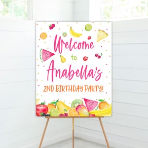 Fruit Birthday Welcome Sign, Tutti Fruity, Twotti Frutti, Sweet Celebration Birthday, Editable Sign, Instant Download, Template, Templett
