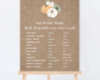 Old Wives Tales - Pumpkin Gender Reveal Sign - Digital