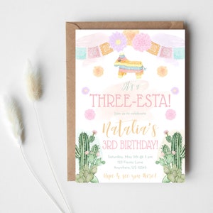 Three Esta Birthday Invitation, Threeesta Invitation, Cinco de Mayo Birthday, Instant Download, Edit with Template, Invitation Template