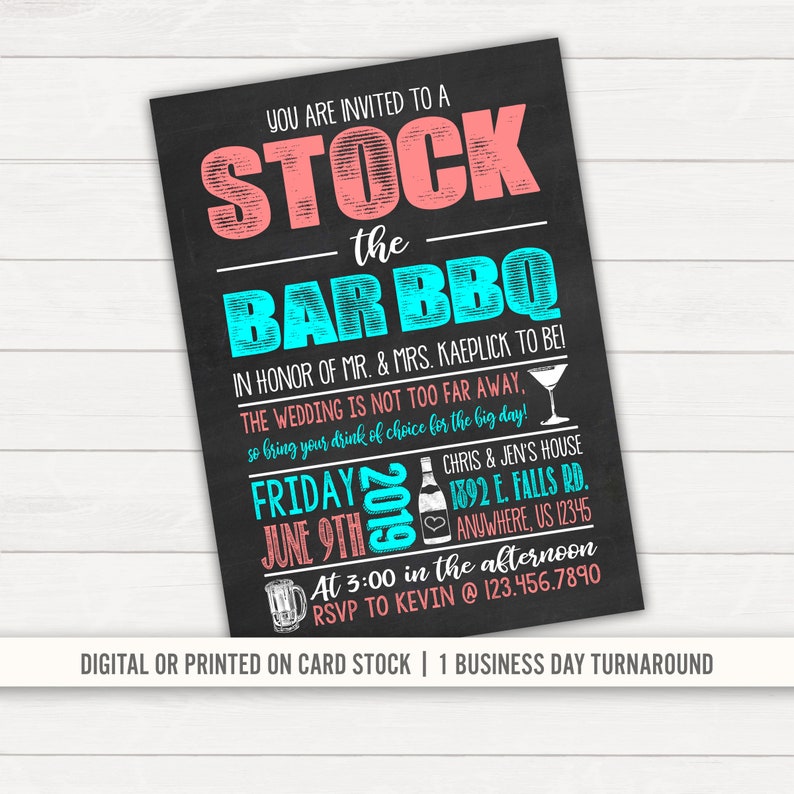 Stock The Bar Invitation Couples Shower Bridal Shower Etsy