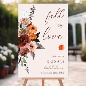 Welcome Sign, Rustic Fall Bridal Shower Poster | Editable Digital Template | 24x36, Downsizable To 20x30