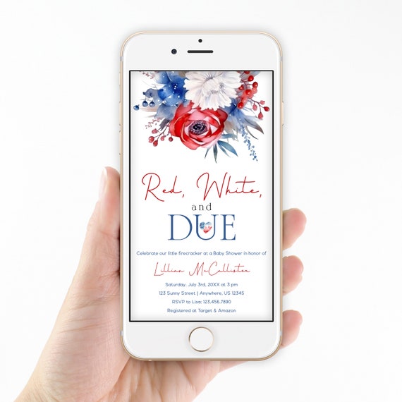 4th of July Baby Shower · Red White and Due · Little Firecracker