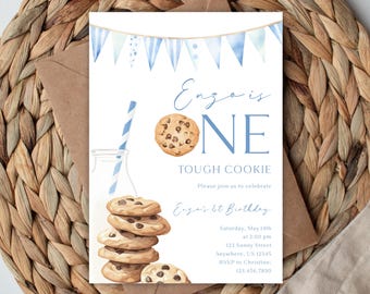 One Tough Cookie 1st Birthday Invitation • Editable Template (Instant Download)