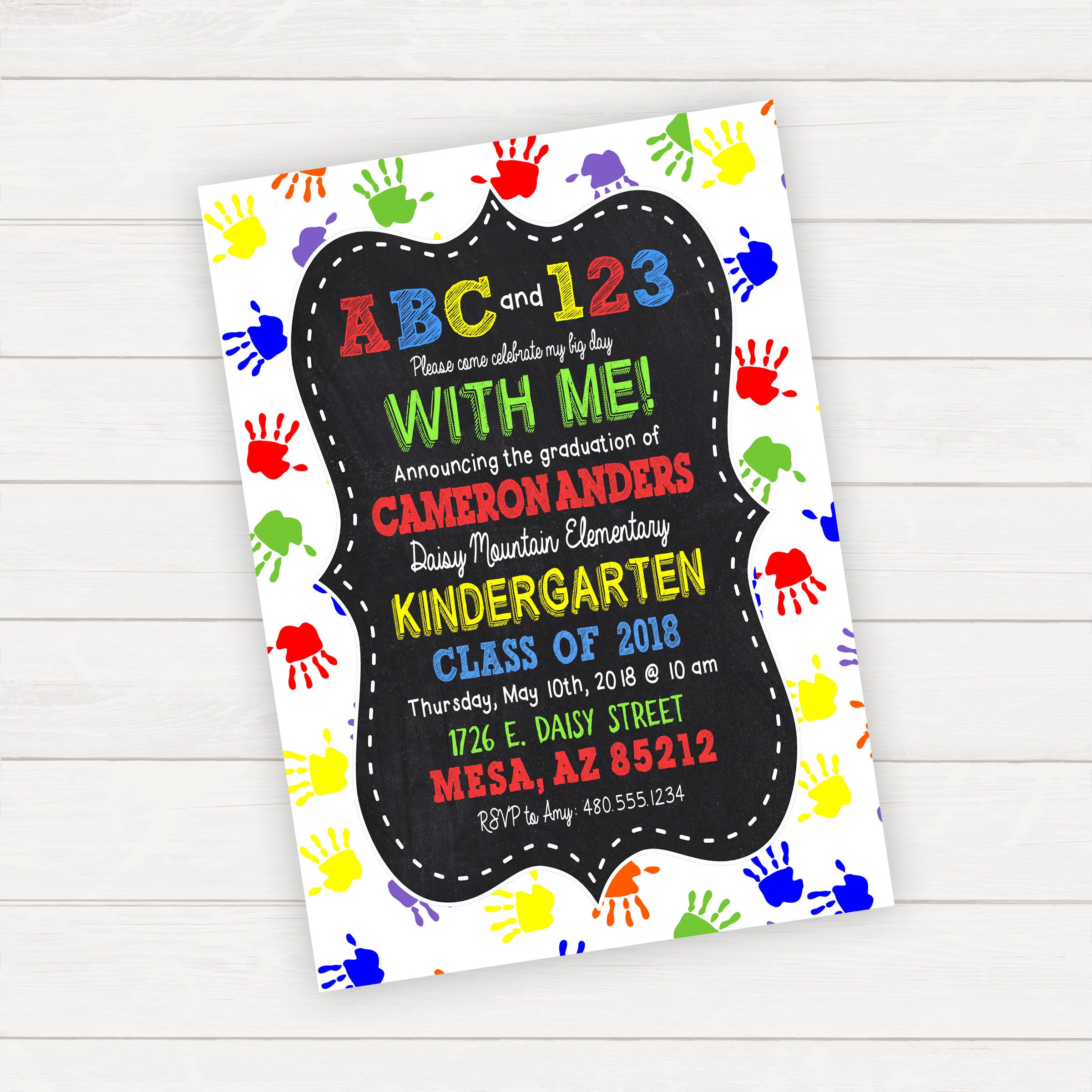 Kindergarten Graduation Invitation Kindergarten Graduation Etsy