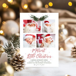 Anuncio de nacimiento de Navidad, Feliz Navidad, Feliz Navidad, Tarjeta con foto de anuncio, Descarga instantánea, Editar con Templett