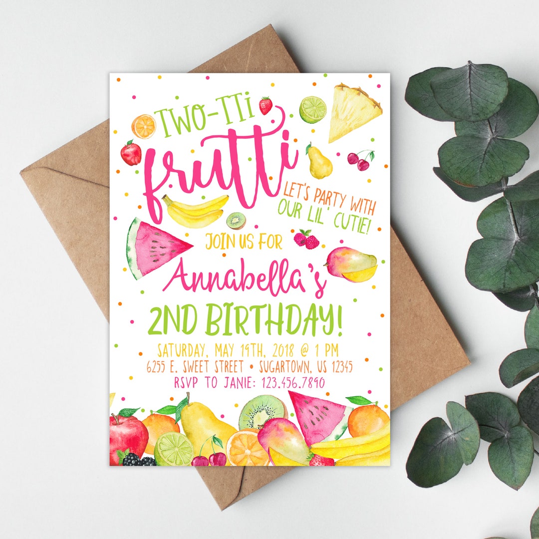 Twotti Fruity Invitation, Girl 2nd Birthday, Fruit Birthday, Twotti ...