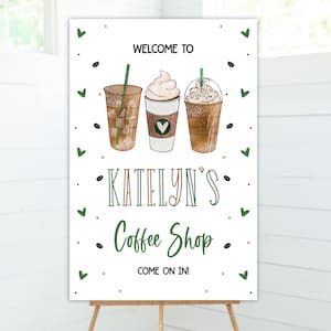 Kaffee-Geburtstagsfeier, Willkommensschild, Kaffee-Geburtstagsfeier, Willkommensplakat, Kaffeeparty, Kaffeethema, sofortiger Download, bearbeitbare Datei