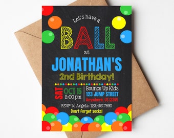 Ball Pit Birthday Invitation Evite Bounce Birthday Kids Birthday Invitation Ball Pit Party Jump Birthday, Editable with Templett