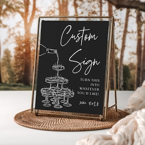 Champagne Tower Sign · Bridal Shower & Engagement Party Decor · Custom 8x10 Editable Sign · Printable Wedding Sign · Instant Download