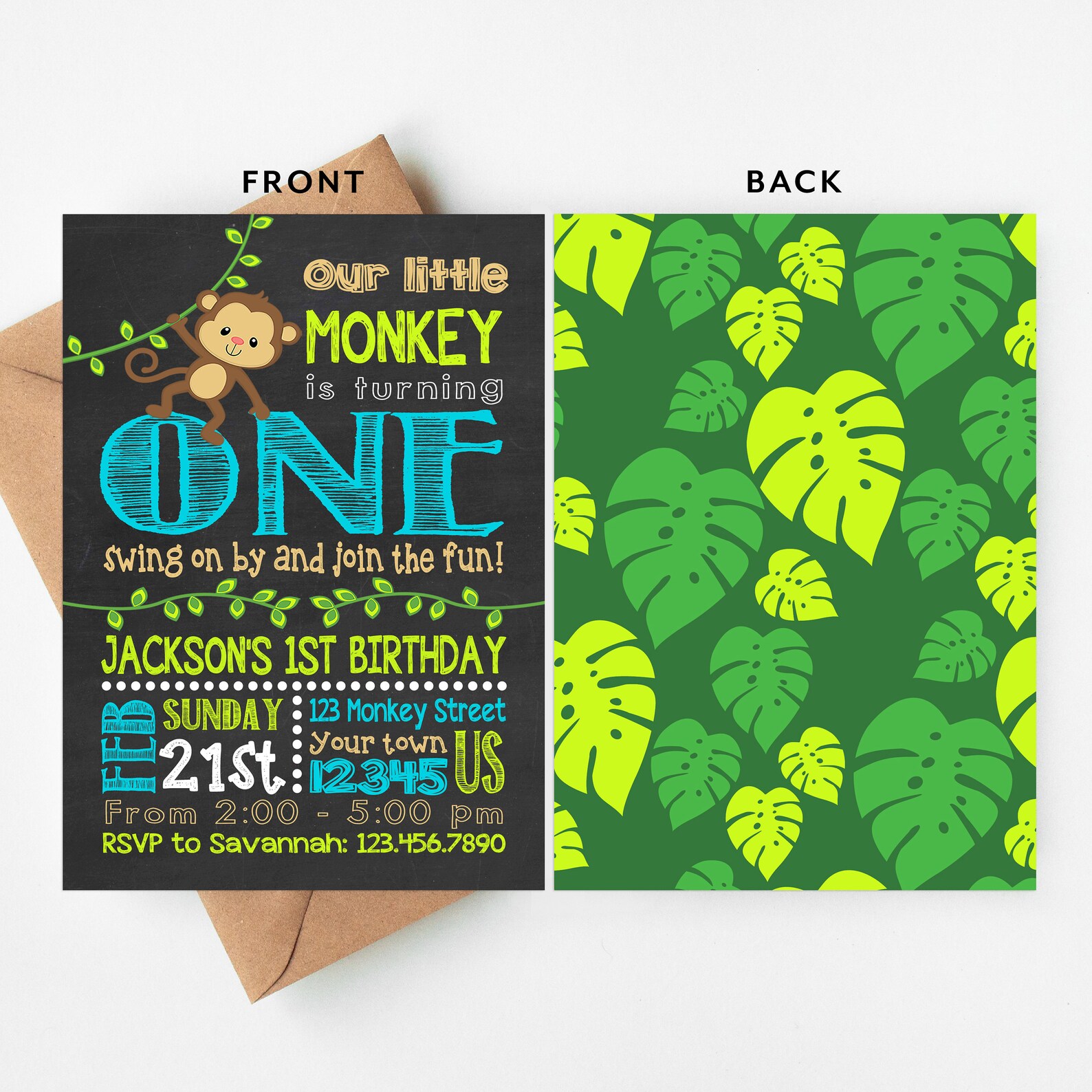 Monkey Birthday Invitation Monkey 1st Birthday Monkey First Etsy