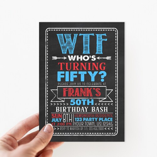 Wtf Birthday Wtf Party Wtf Invitation 50th Birthday 40th Etsy