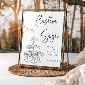 Custom 8x10 Champagne Sign · Bridal Shower & Engagement Party Decor · Editable Wedding Sign · Personalized Champagne Tower