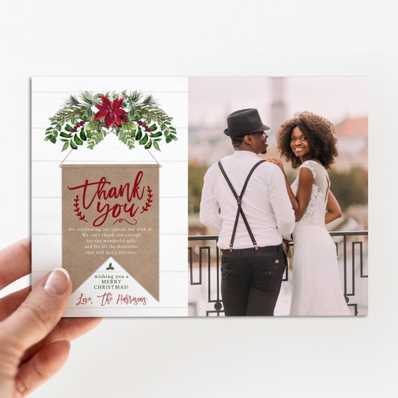 Wedding thank you cards christmas theme — free download