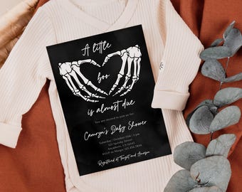 Halloween Skeleton Hands Baby Shower Invitation: "A Little Boo" Theme (Digital Download)