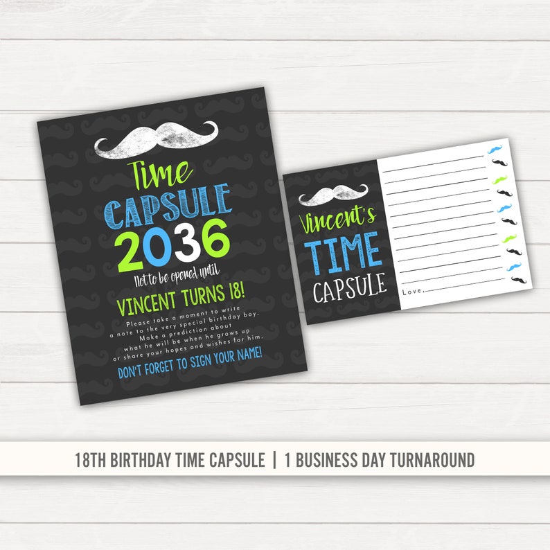 Time Capsule First Birthday Printable Time Capsule Birthday Time Capsule Mustache Birthday Mustache Bash Moustache Birthday Mustache Party