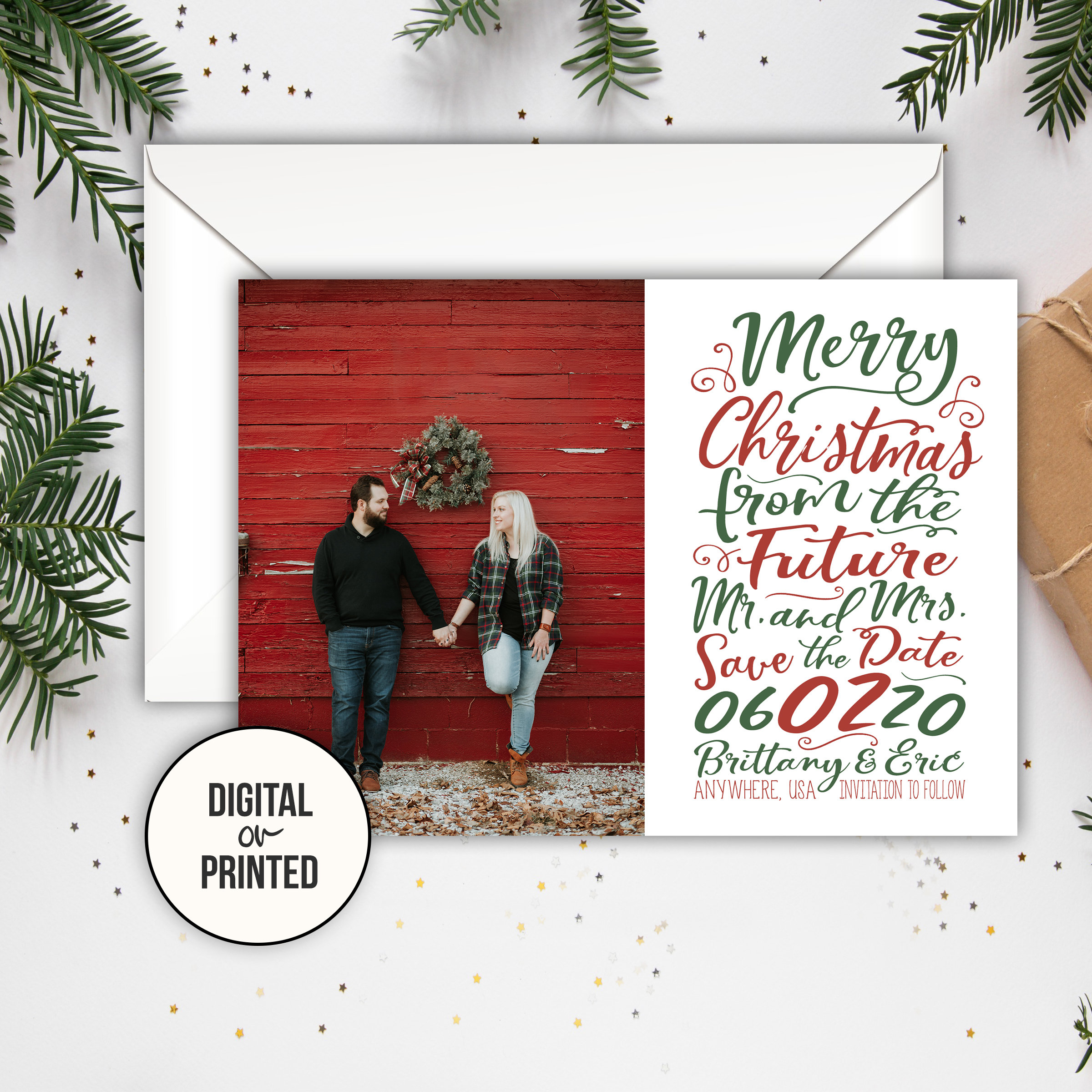Christmas Save The Date Holiday Save The Date With Photo Etsy